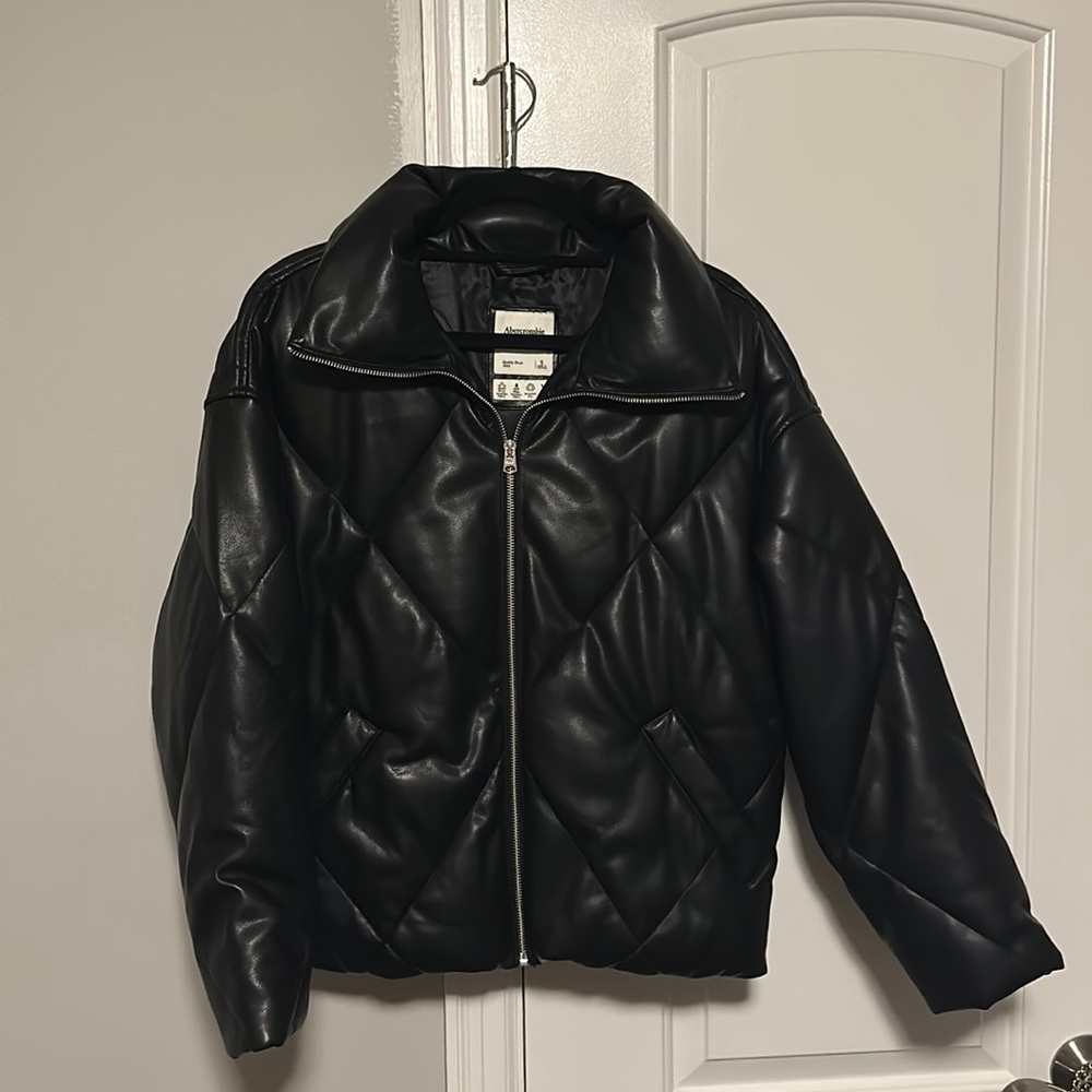 NWOT Abercrombie Leather Puffer Jacket